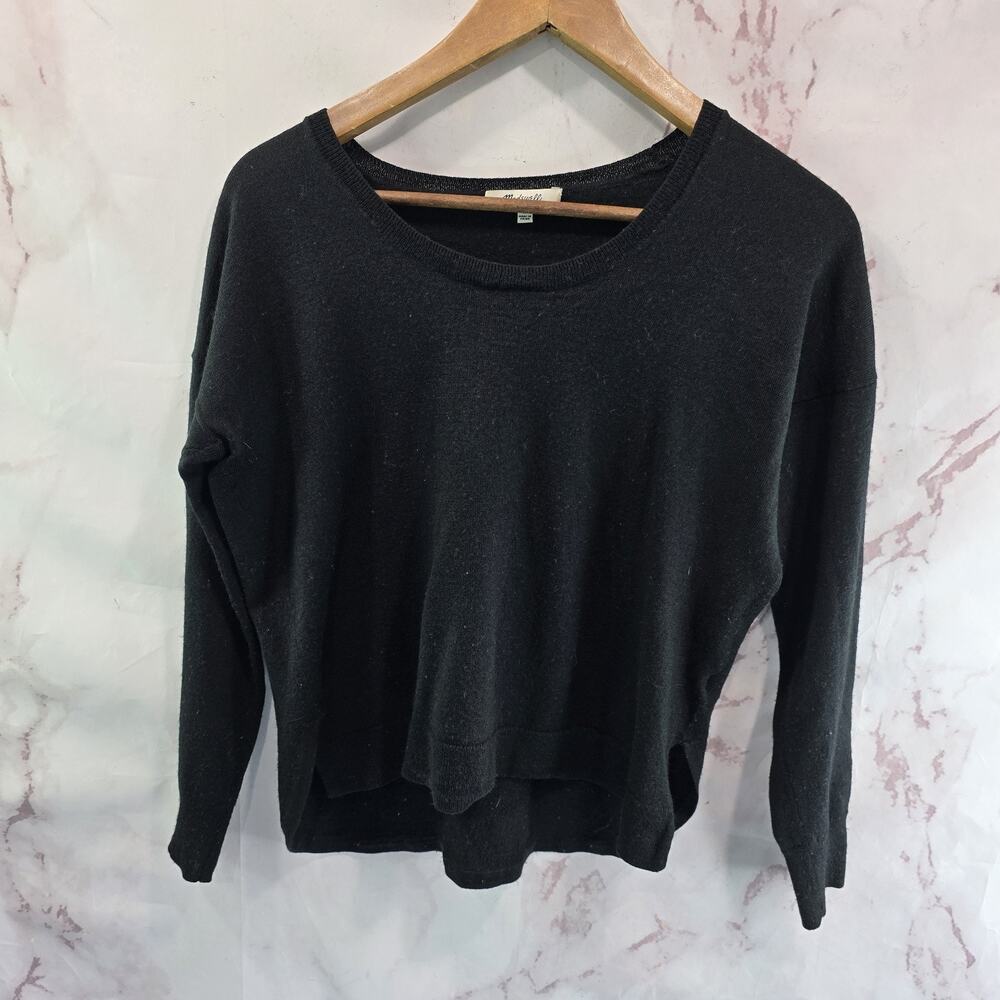 Madewell Sweater Womens XS Black Wool Blend Raglan Drop Shoulder Crop